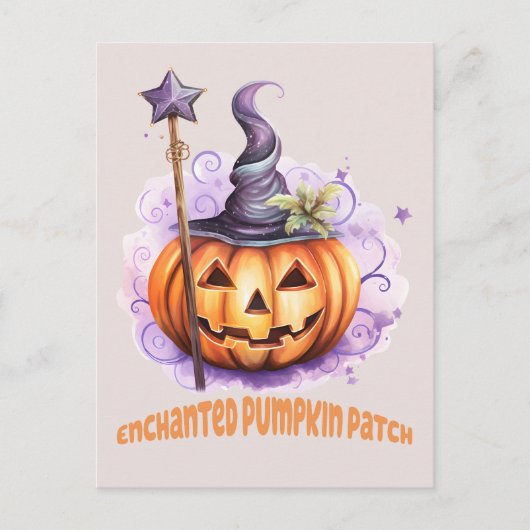 Carte Postale Patch Citrouille enchanté - Joli Jack-o’-Lantern (Devant)