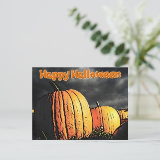 Carte Postale Patch Citrouille Halloween (Debout devant)