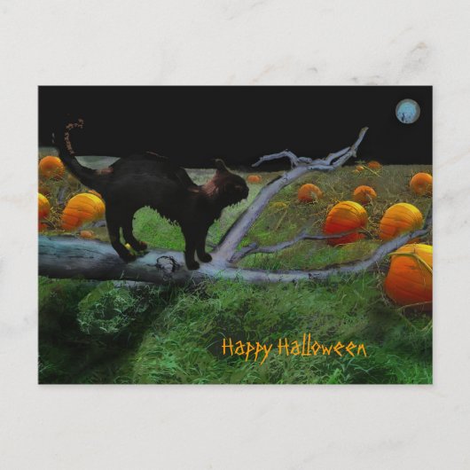 Carte Postale patch citrouille, Happy Halloween (Devant)