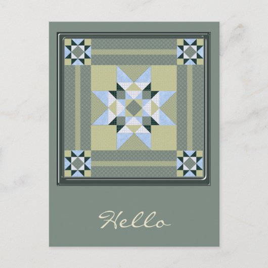 Carte Postale Patch étoile complexe en vert et bleu (Devant)