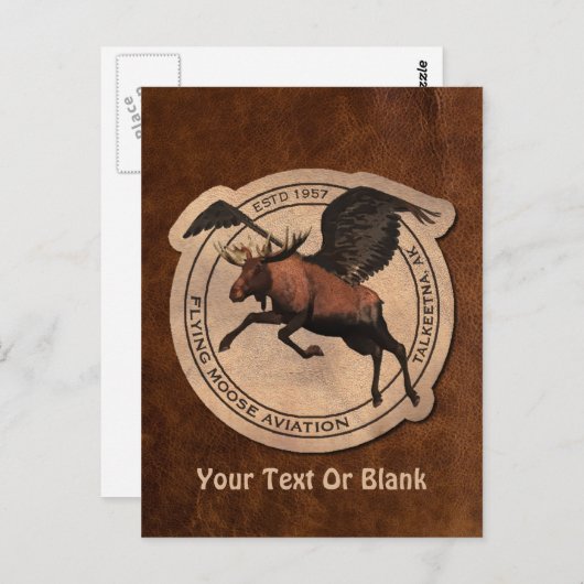 Carte Postale Patch Flying Moose Aviation (Devant / Derrière)