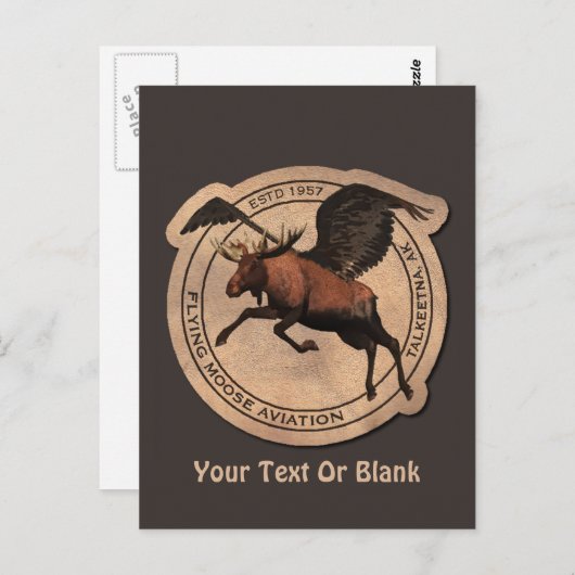 Carte Postale Patch Flying Moose Aviation (Devant / Derrière)