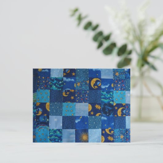 Carte Postale Patchwork Blue Stars (Debout devant)