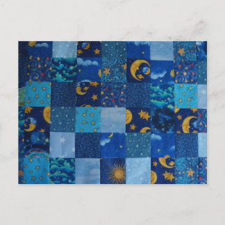 Carte Postale Patchwork Blue Stars