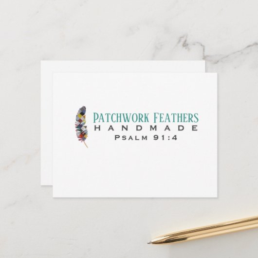 Carte Postale Patchwork Feathers Blank (Devant/Arrière en situation)