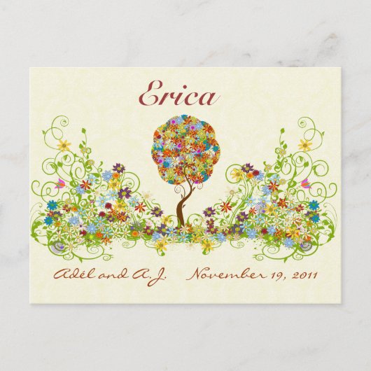 Carte Postale Patchwork Flower Love Merci Post Card (Devant)
