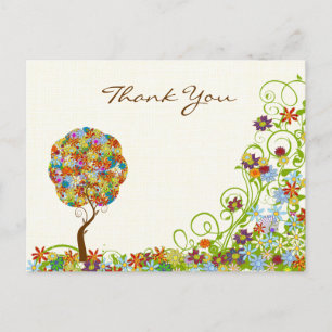 Carte Postale Patchwork Flower Love Tree Merci PostCard