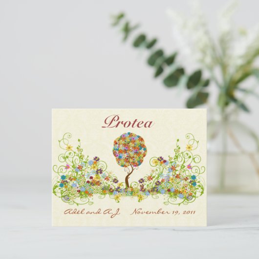 Carte Postale Patchwork Flower Love Tree Numéro/Noms de table (Debout devant)