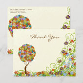 Carte Postale Patchwork forestier enchanté Merci floral (Devant / Derrière)