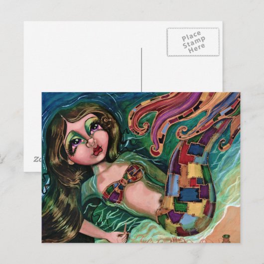 Carte postale Patchwork Mermaid (Devant / Derrière)