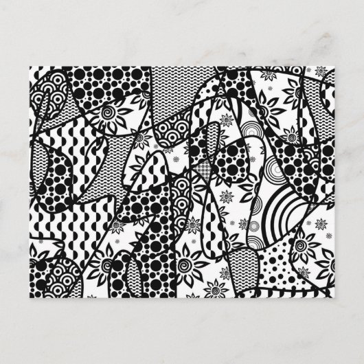 Carte Postale Patchwork motif noir et blanc 03 (Devant)