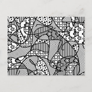 Carte Postale Patchwork Motif noir et blanc 04