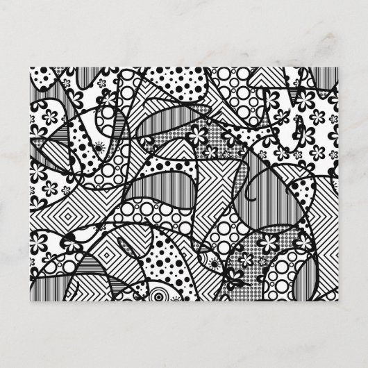 Carte Postale Patchwork Motif noir et blanc 04 (Devant)