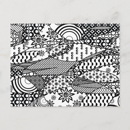 Carte Postale Patchwork Motif noir et blanc 06 (Devant)