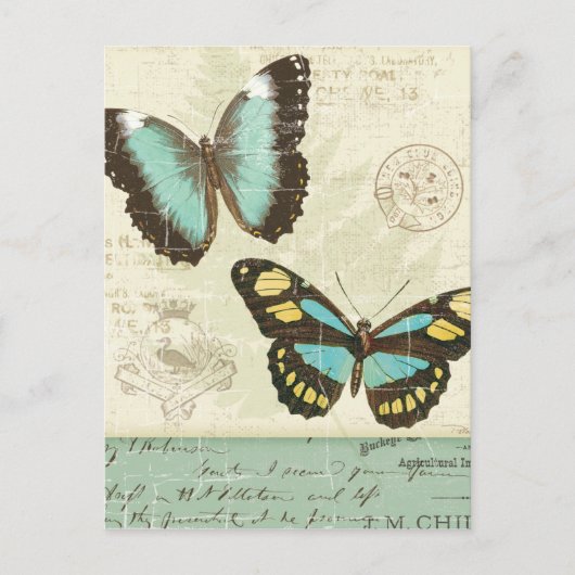 Carte Postale Patchwork papillon (Devant)