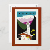 Carte Postale Pâte à huile rétro dessin Tyrol Autriche Voyage (Devant / Derrière)
