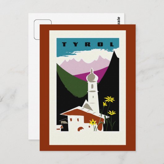 Carte Postale Pâte à huile rétro dessin Tyrol Autriche Voyage (Devant / Derrière)