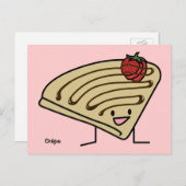 Carte Postale Pâte crêpe Fraise chocolat dessert français (Devant / Derrière)