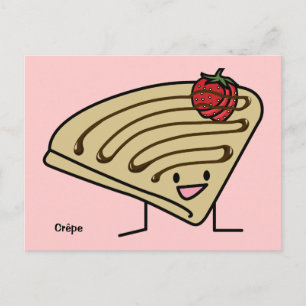 Carte Postale Pâte crêpe Fraise chocolat dessert français