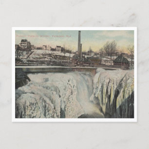 Carte Postale Paterson NJ, Chutes Passaic en hiver 1910 Vintage