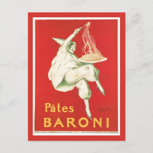 Carte Postale Pates Baroni Vintage nourriture et art (Devant)