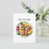 Carte Postale Pâtes de crevettes mignonnes ajouter du texte (Debout devant)