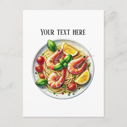 Carte Postale Pâtes de crevettes mignonnes ajouter du texte (Devant)