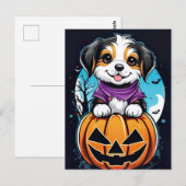 Carte Postale Pâtes et Citrouilles, belle Halloween (Devant / Derrière)