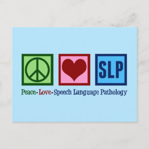 Carte Postale Pathologie du langage vocal Paix Amour SLP Bleu