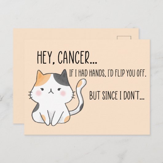 Carte Postale Patiente cancéreuse drôle, amoureuse des chats  (Devant / Derrière)