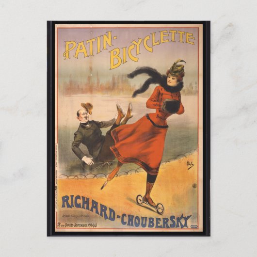 Carte Postale Patin - Bicyclette (Devant)