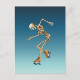 Carte Postale Patinage à rouleaux Skeleton Blues