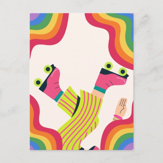 Carte Postale Patinage à rouleaux super rétro amusant (Devant)