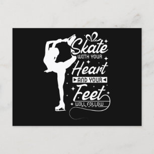 Carte Postale Patinage avec vous Coeur, patinage sur glace