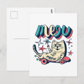 Carte Postale Patinage de chat Miaou (Devant / Derrière)