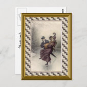 Carte Postale Patinage en couple victorien (Devant / Derrière)