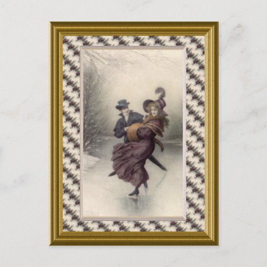 Carte Postale Patinage en couple victorien (Devant)