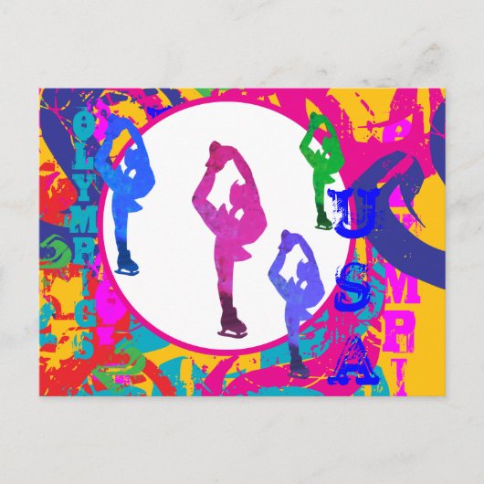 CARTE POSTALE PATINAGE OLYMPIQUE (Devant)