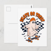 Carte Postale Patinage ou traitement du fantôme Halloween (Devant / Derrière)