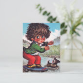 Carte Postale Patinage Petit Poulbot (Debout devant)