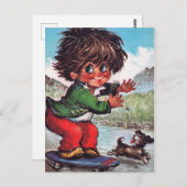 Carte Postale Patinage Petit Poulbot (Devant / Derrière)