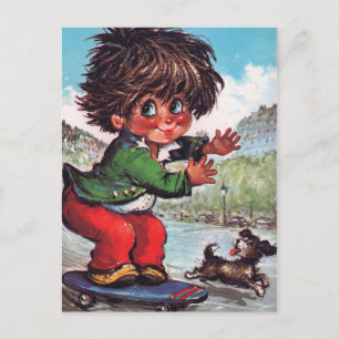 Carte Postale Patinage Petit Poulbot