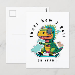 Carte Postale Patinage pour bébés Dinosaures C'est comme ça qu