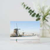 Carte Postale Patinage sur glace à Kinderdijk Holland (Debout devant)