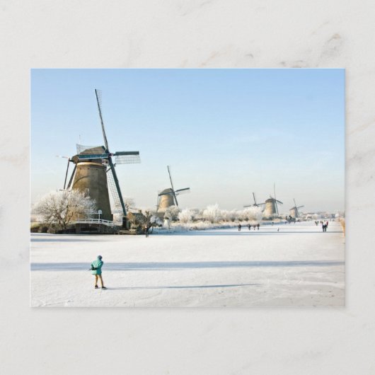 Carte Postale Patinage sur glace à Kinderdijk Holland (Devant)