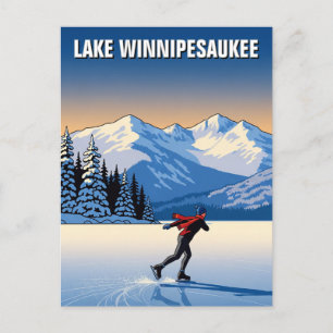Carte Postale Patinage sur glace dans le lac Winnipesaukee Voyag