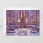 Carte Postale Patinage sur glace de Noël (Devant / Derrière)