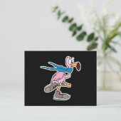 Carte Postale patinage sur glace flamingo rose (Debout devant)