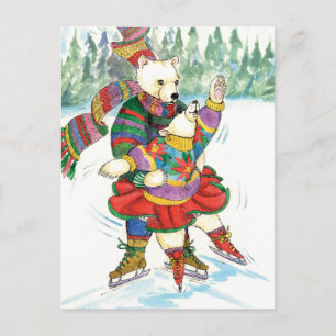 Carte Postale Patinage sur glace Ours polaires