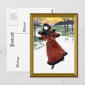 Carte Postale Patinage sur la rivière gelée (Devant / Derrière)